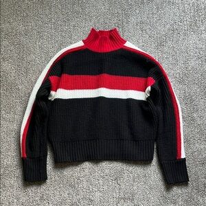Colorblock Turtleneck Sweater - Black, Red, and White
